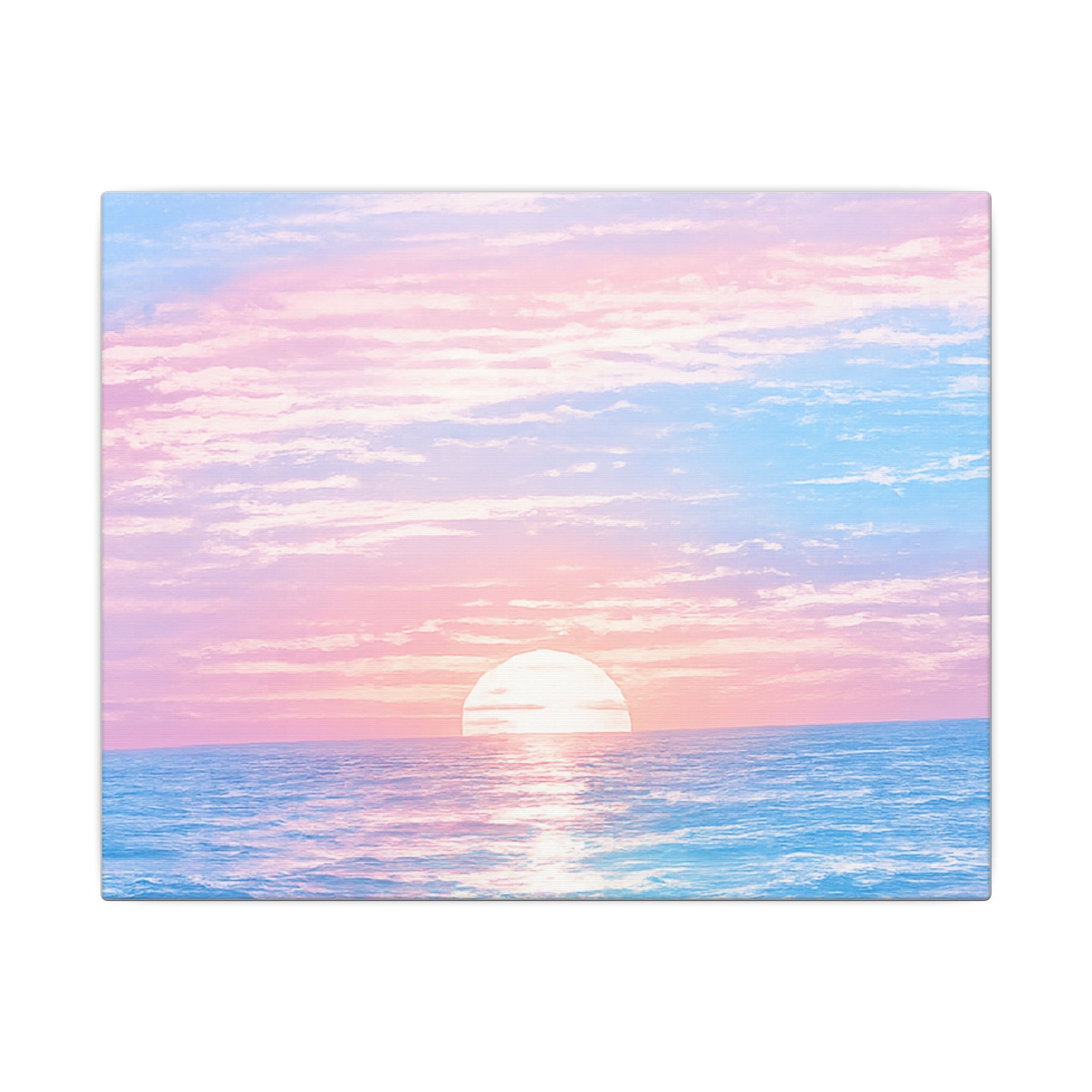 Sunset Ocean Canvas Wall Art — Pastel Seascape Matte Stretched Canvas